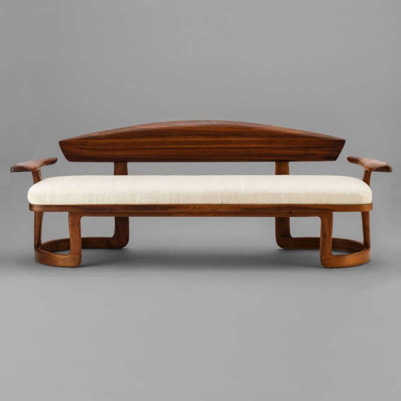 One-Off Studio Sofa in Walnut and Raw Silk