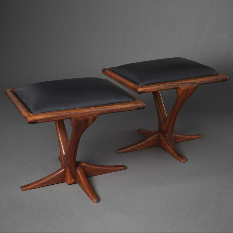 American Studio Pair of Stools in Walnut, 1971